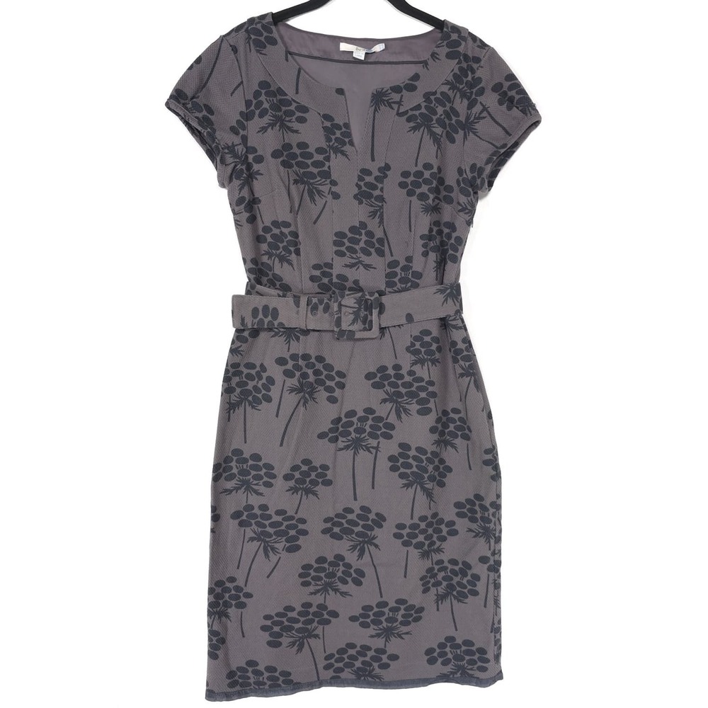 BODEN Women's Sheath Dress Belted Floral Print US6 Gray 100% Cotton WH380 - Picture 3 of 12